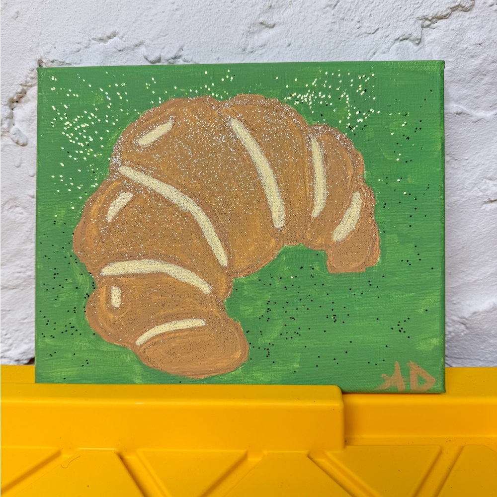 Green and Brown Croissant Canvas Art